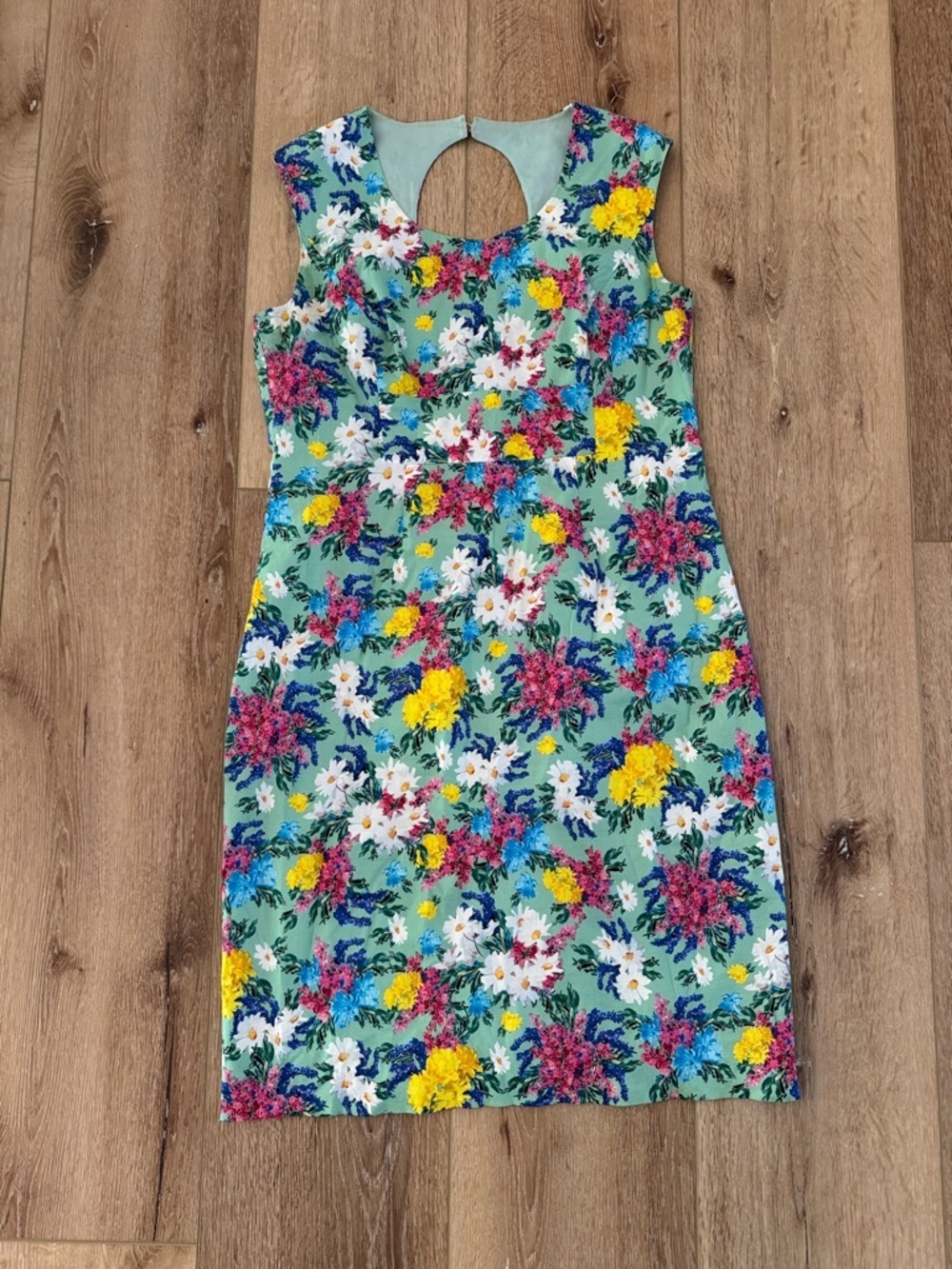 J. Peterman | Mint Green Floral Keyhole Dress | size 12